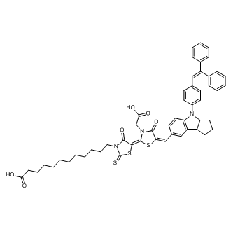 12-((2Z,5E)-3-(Carboxymethyl)-5-((4-(4-(2,2-diphenylvinyl)phenyl)-1,2,3,3a,4,8b-hexahydrocyclopenta[b]indol-7-yl)methylene)-4,4'-dioxo-2'-thioxo-4,5-dihydro-2'H,3H-[2,5'-bithiazolylidene]-3'(4'H)-yl)dodecanoic acid