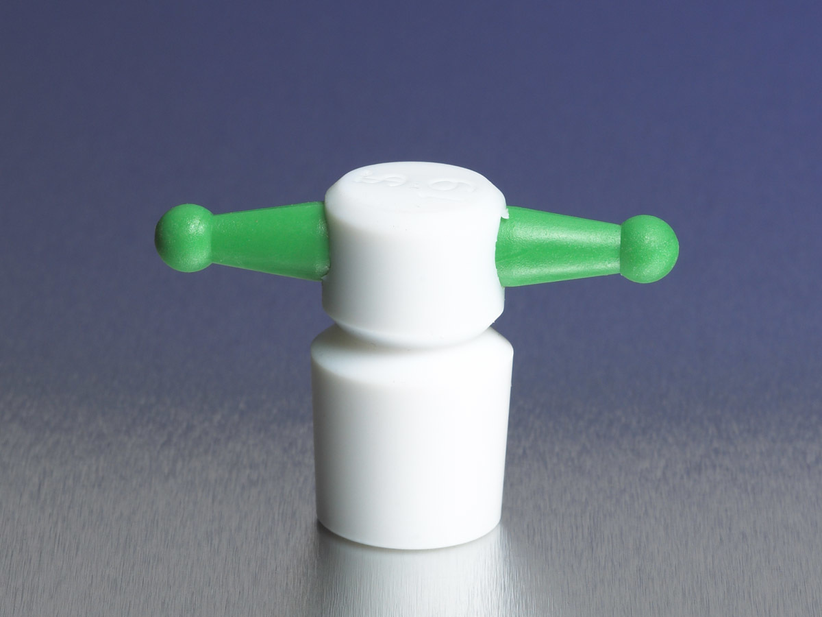 PYREX® No. 9 PTFE Standard Taper Keyhole Stoppers, Color-Coded