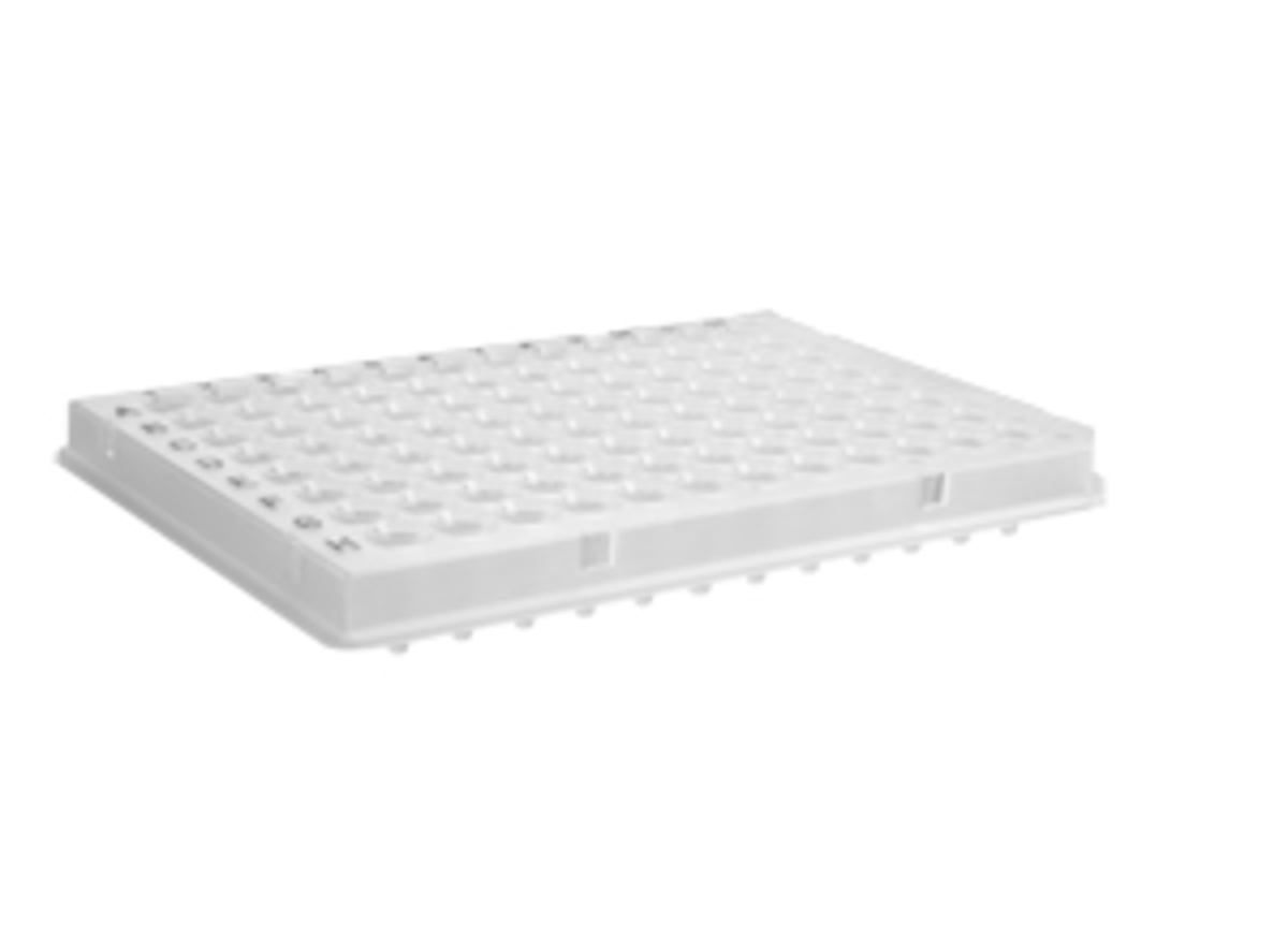Axygen® 96-well Polypropylene PCR Microplate with Bar Code, Half Skirt, Clear, Nonsterile